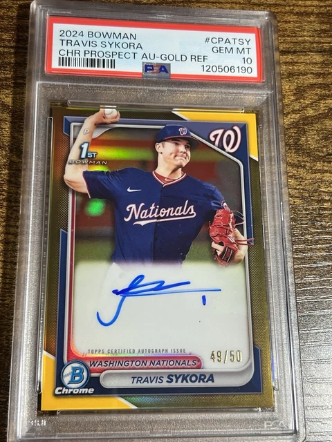 TRAVIS SYKORA 2024 Bowman Chrome 1st True Gold Auto /50 #CPA-TSY PSA 10