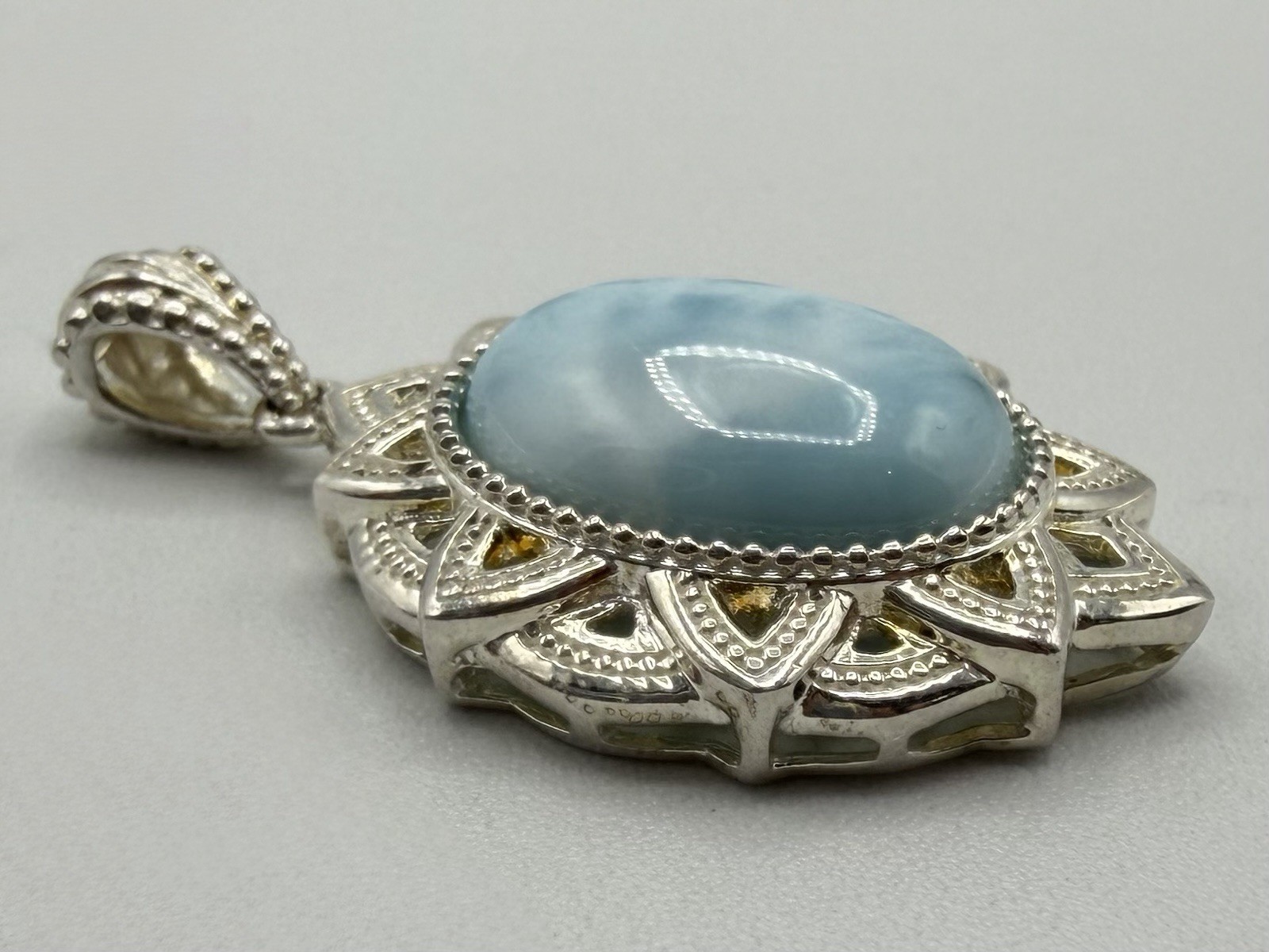 Michelle Albala  Beautiful Larimar 925 Sterling Silver Pendant