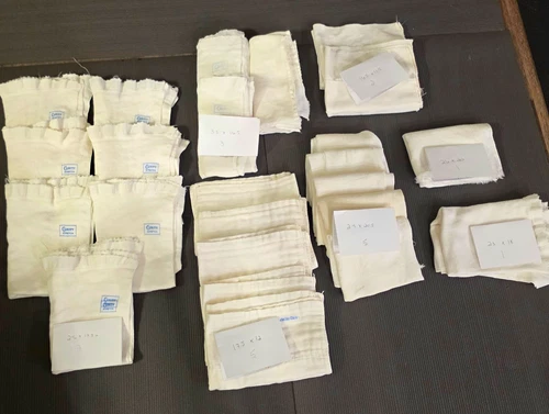 Curity White Stitched Cloth Fabric Pieces/Diaper Cloth , Asst. Sizes Lot Of 24 - product listing photo