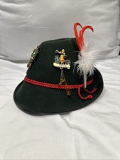 Vintage Tyrolean Or Alpine Hat Part Of German  Folk Attire Size 52 Traveler Pins