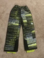 Spyder Thinsulate Ski Pants Kids 10 Yellow Black Geometric Insulated Snow