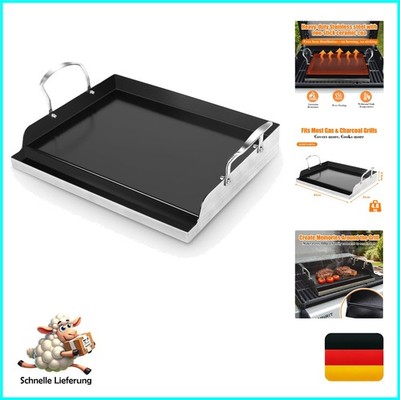 Gftime Edelstahl Grillplatte 43x33cm mit Keramik-Antihaftbeschichtung, ofenfe...