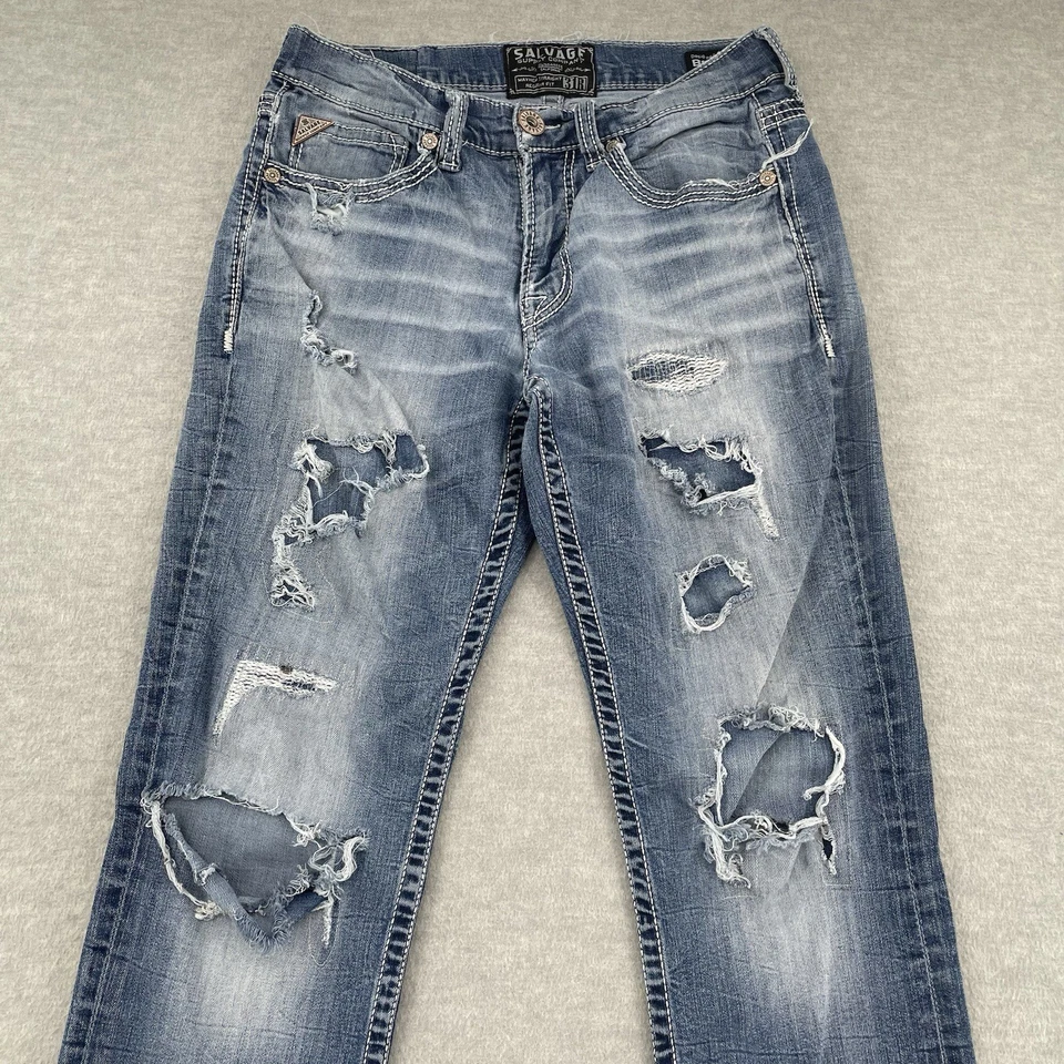 Calça jeans masculina Buckle Salvage 31x32 Havoc regular reta desgastada - Imagem 2 de 4