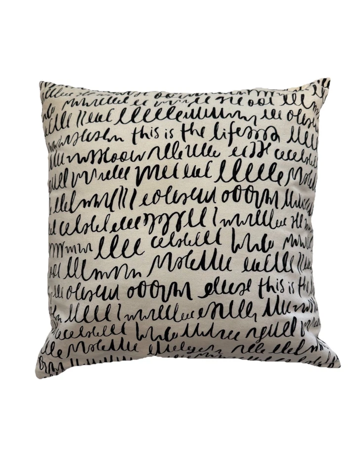 KATE SPADE “This Is The Life” Words Square Decorative Toss Pillow White Black - Image 2 of 4