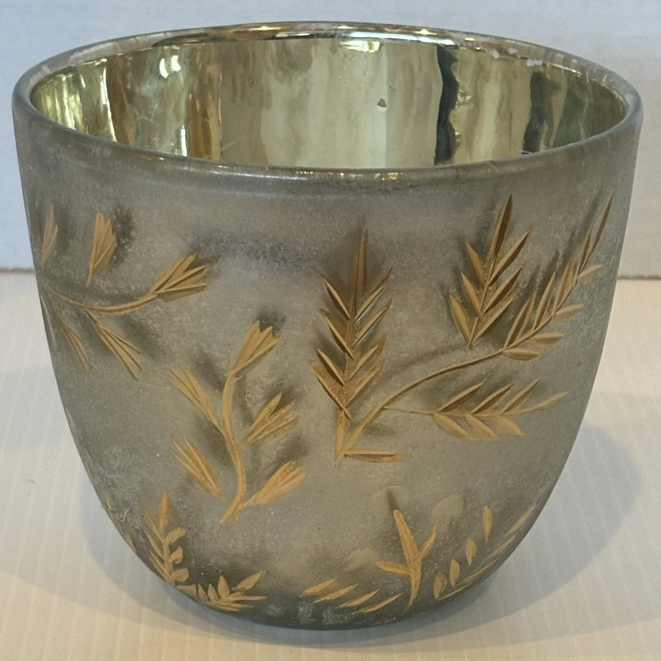 Maceta Anthropologie plata/oro hojas grabadas otoño esplendor nueva con etiquetas Foto 4 de 4
