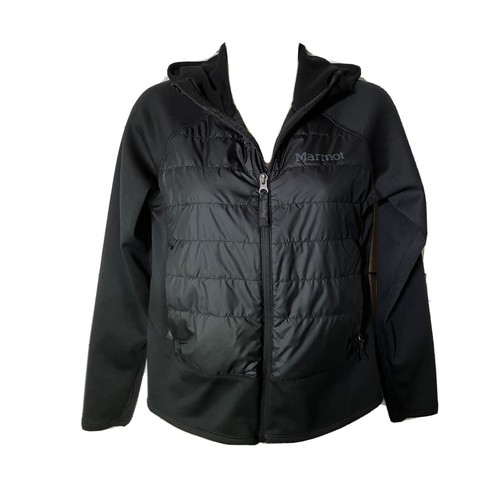 Marmot Kids Unisex Quilted Knit Sleeves Light Weight Black Jacket Hooded Coat L - Picture 3 of 9