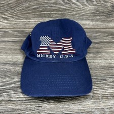 Walt Disney Wolrd Mickey USA Kids Navy Patriotic Flag Adjustable Baseball Hat