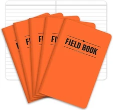 Field Notebook/Pocket Journal - 3.5X5.5 - Orange - Lined Memo Book - Pack of 5