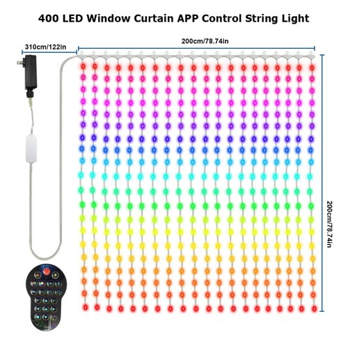 LED Fairy Curtain Lights LED Window String Lights Programmable for Wedding Party - Picture 24 of 25