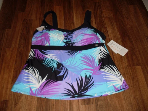 WOMENS ZEROXPOSUR SUN SMART LIGHT WEIGHT TANKINI SWIMSUIT TOP ONLY SIZE OX NWT