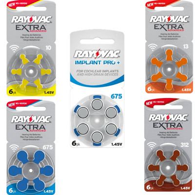 Batterien für das Hörgerät 6 Stück RAYOVAC  Model 10, 13, 312, 675, 675 PRO+