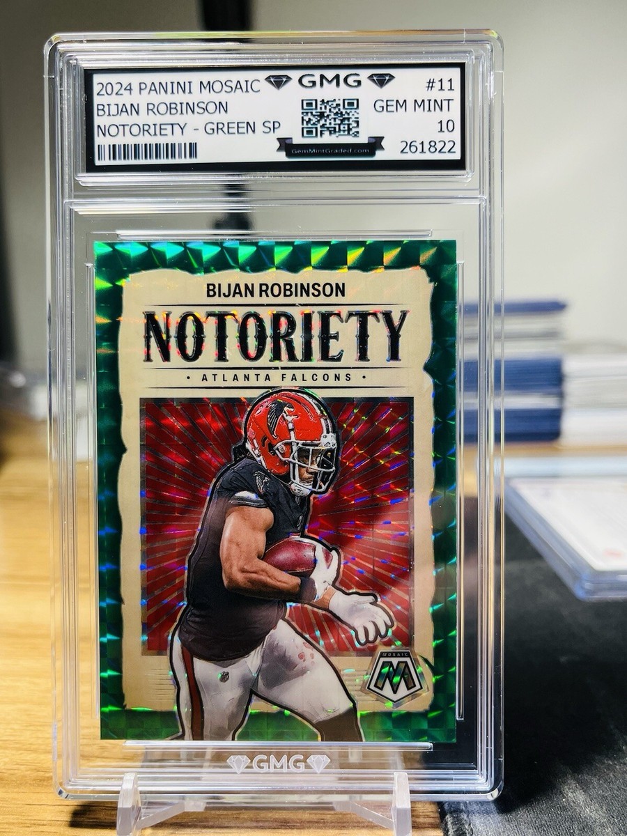 2024 Mosaic Bijan Robinson Notoriety Green Prizm GMG Graded 10 Gem