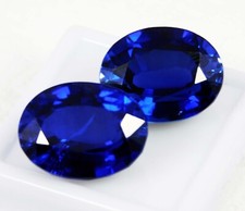 Certified 31.90 Ct Natural Kashmiri Blue Sapphire Oval Cut Loose Gemstone "Pair"