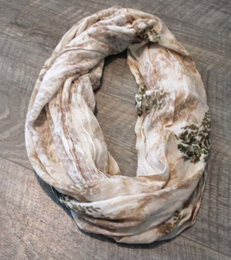 EXPRESS Lightweight Infinity Scarf Brown Cream Ta… - image 2