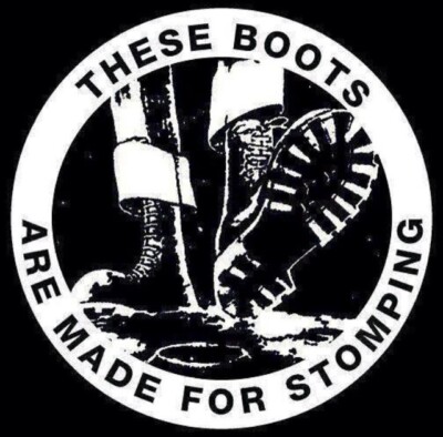 These Boots Stomping 30cm Circular Vinyl Sticker window skinhead ...