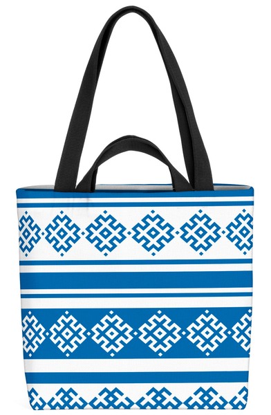 Nordisches Muster Elche Tasche Blau Weiss Norwegen Skandinavien Gemustert Renti-image