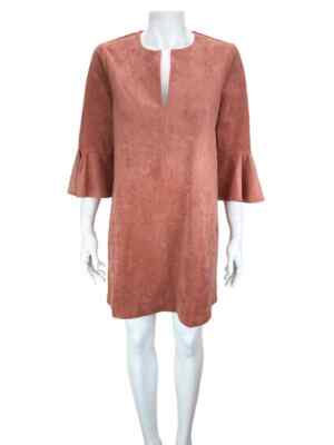 bcbg brown suede dress MAZAZRIA Women's Catier Faux Rosedawn Size XXS-XS with Tags Size:4T/5T Brass Clothing | Dresses grazing length elongates the black linen pants