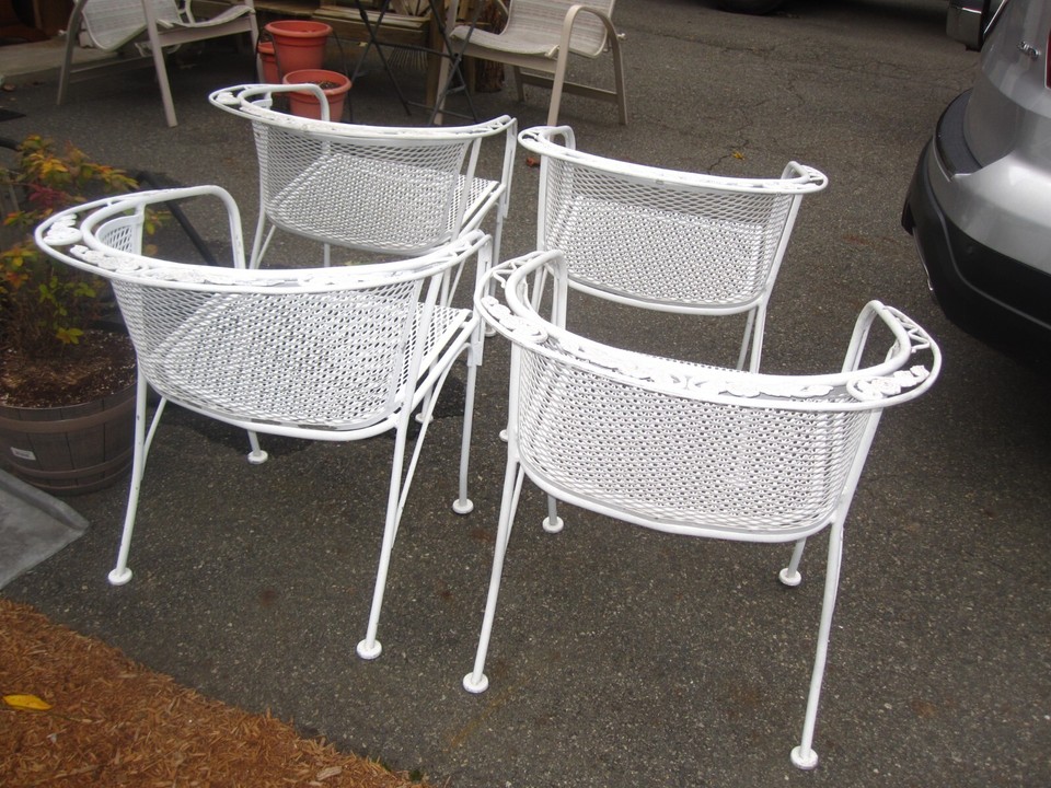 4 VINTAGE RUSSELL WOODARD ROSE CHANTILLY ???? ALUMINUM CHAIRS eBay