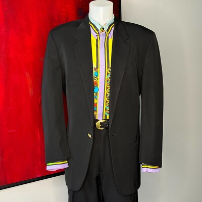 GIANNI VERSACE black wool suit two-piece 1 button size IT 54 from