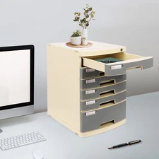 Desktop Storage Box 6 Drawers Organizer Lockable Desk File Organizer Home Office