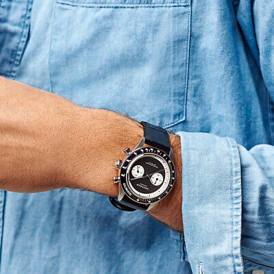 Hoffman RACING 40 Cronografo Ibrido Quarzo Meccanico Acciaio Nero Orologio  Uomo | eBay
