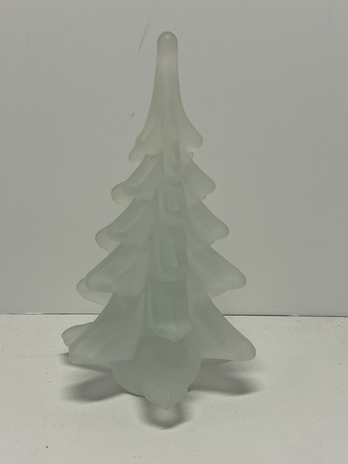 Vintage Frosted Satin Art Glass Christmas Tree 6” R. O. C. Taiwan