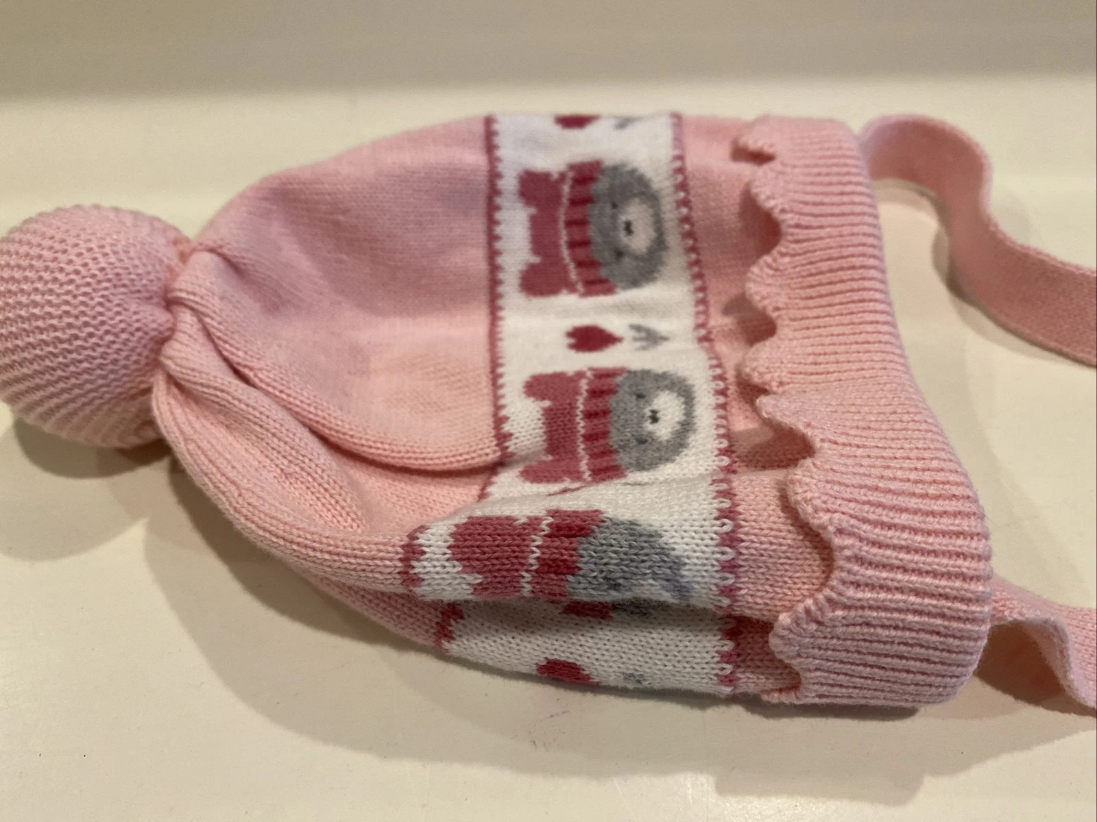 NEW Mayoral Baby Girl Size 2-4 Months Pink Teddy Bear Knitted Beanie