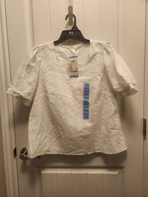 Draper James 100% Cotton Blouse Ladies Size L