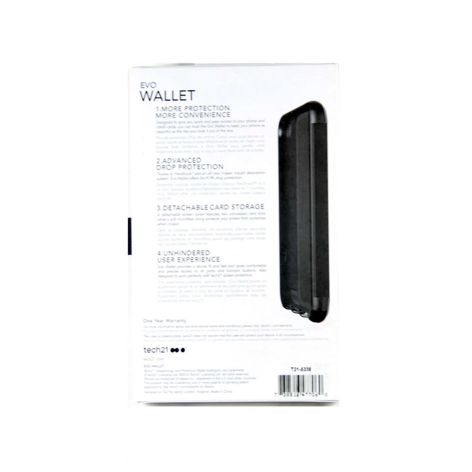 TECH21 CASE FR IPHONE SE 3 SE 2 8 7 EVO WALLET CARD ID CASH SLOT IMPACT T21-5338 - Image 2 of 3