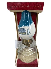 SIGNED HAND PAINTED OIL LAMP Vintage Lamplight Farms CHIMNEY Cathey M. 14 1/4"