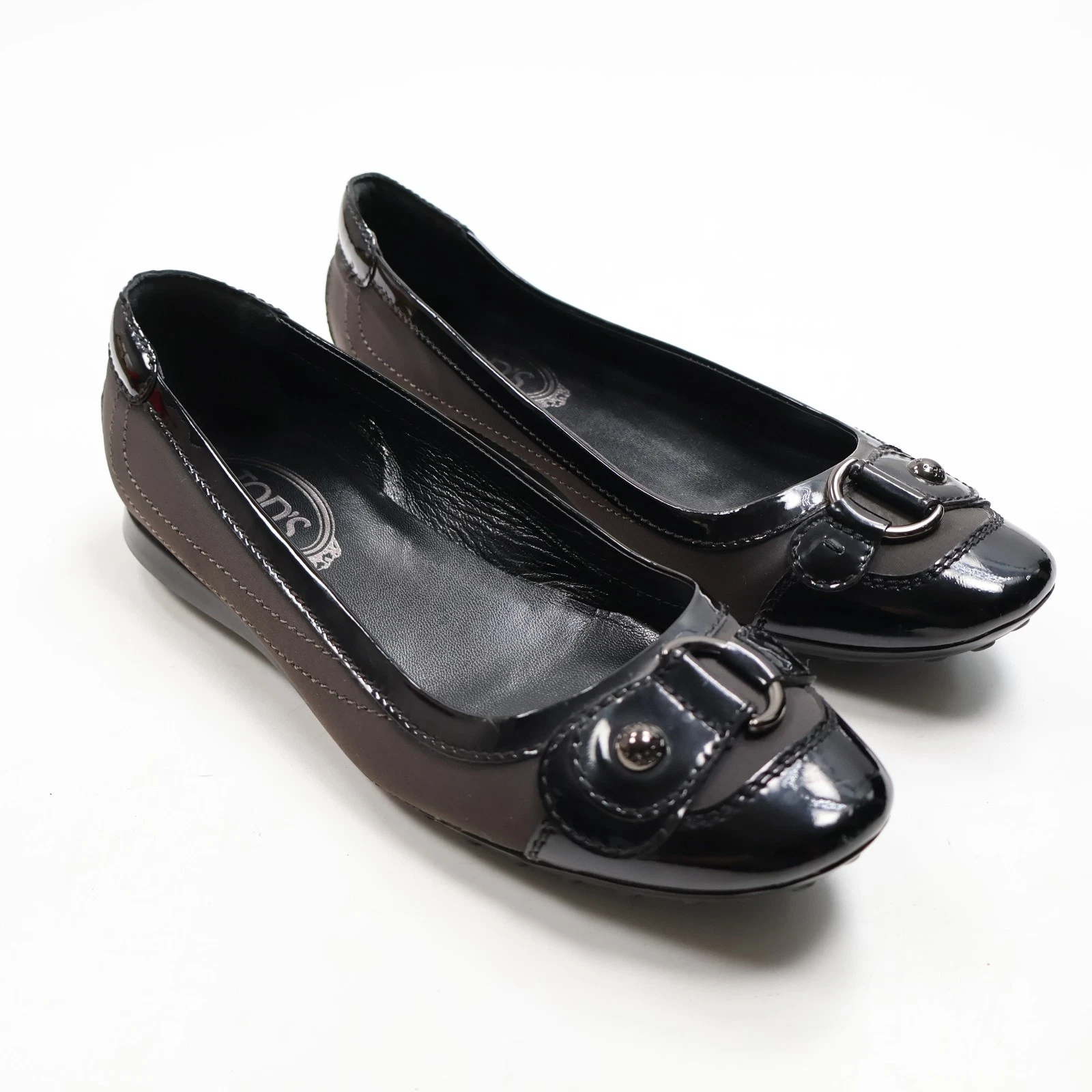 Ballerine TOD’S logo slip on nero grigio argento pelle scarpe donna 38 8