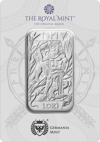 Norse Gods Loki 1oz .999 Silver Bullion Bar - Royal Mint & Germania Mint