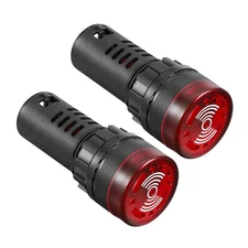 2pack AC/DC 12V Panel Indicator Light Flashing Alarm and Buzzer Red LED