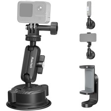 Dual Suction Cup Mount for Action Cameras Smartphones - Adjustable Stable