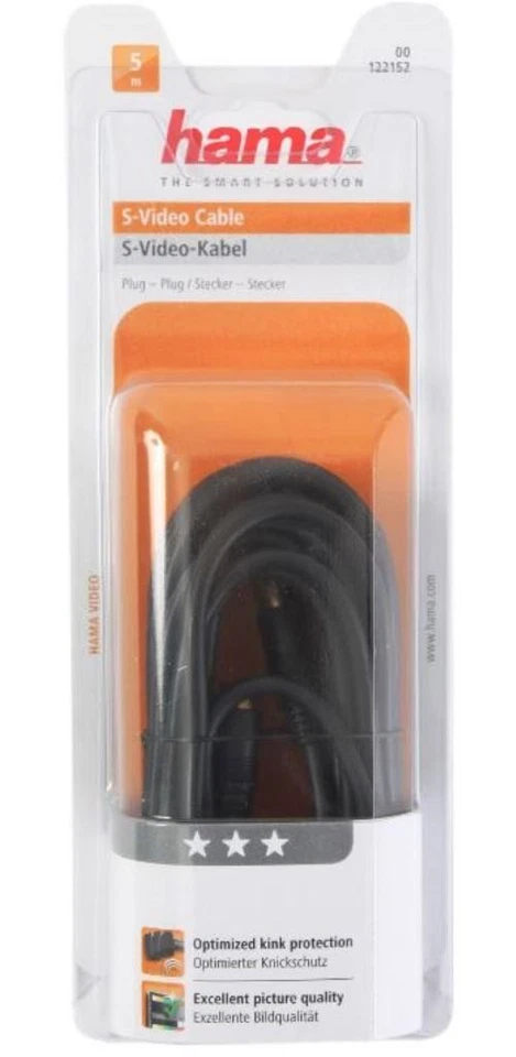 Hama HQ 5m Verbindungs-Kabel S-Video S-VHS SVHS Hosiden 4-pol DIN Gold High-End - Bild 2 von 2