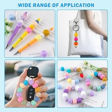 60Pcs 17mm Hexagon Silicone Beads Bulk, Large Mixed Multicolor Deep Silicone ...