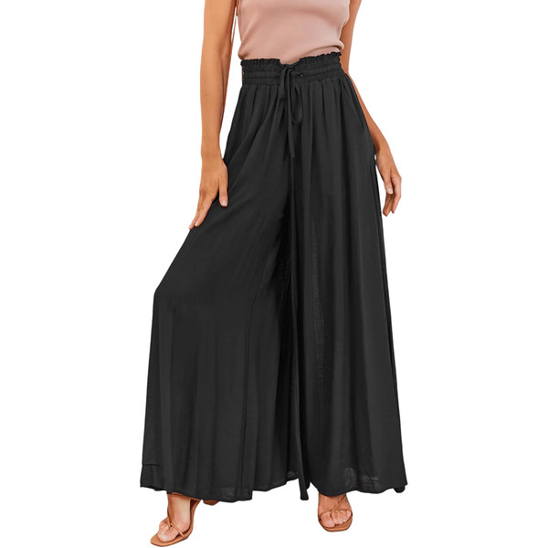 Damen-Hosen Weite Lockere Hohe Taille Casual Elegant Schwarz XL-image