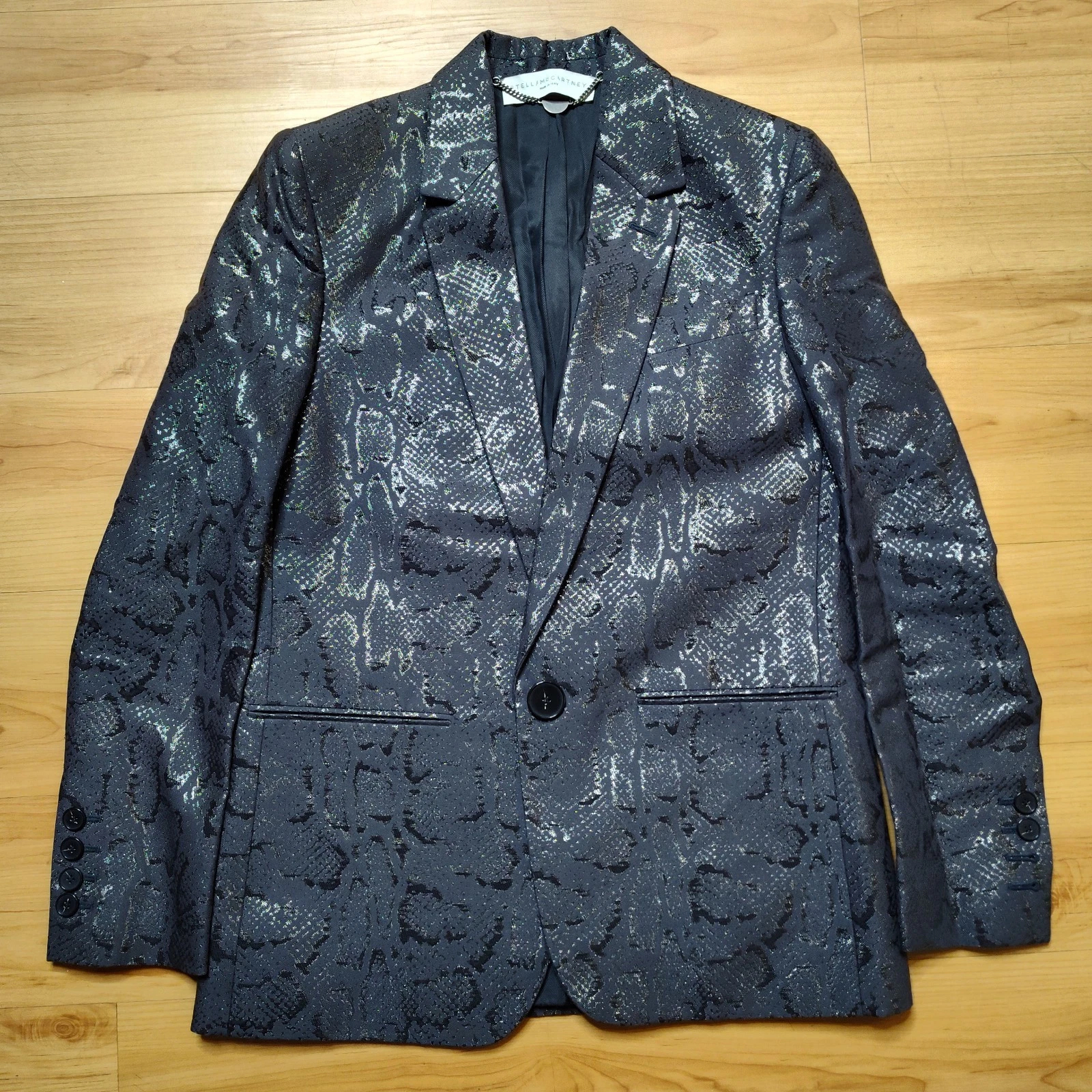 Stella McCartney — Stella McCartney Clarette Reptile Print Jacket Sz 40 / S Grey Black