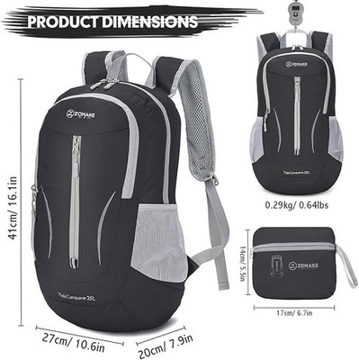 	ZOMAKE Ultra Lightweight Packable Backpack 25L Foldable Hiking Backpacks Water	