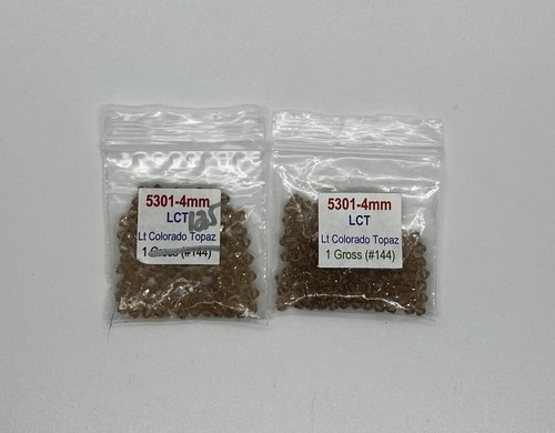 Swarovski 4mm Crystal Bicone Beads Lt Colorado Topaz  Lot of 144 New Old Stock