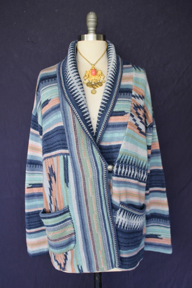 Cárdigan Suéter Ralph Lauren Polo Abrigo Serape Manta Azteca Suroeste RRL M Foto 2 de 4