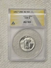 1917 25¢ Type 2 SLQ Standing Liberty Quarter ANACS Certified AU-53