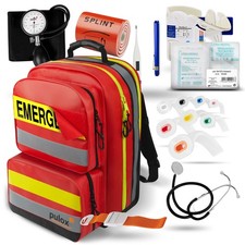 Plecak pierwszej pomocy Pulox - Duży plecak ratunkowy w kolorze czerwonym ze stabilnej plandeki