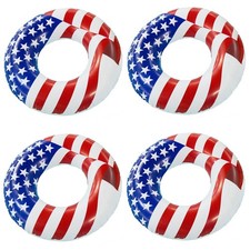 Swimline 36" Inflatable American Flag Swimming Pool and Lake Tube Float 4 Pack