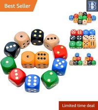 Stylish 12 Piece Wooden Dice Set in 6 Colors - Perfect for Classroom Activities