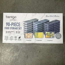 Bentgo 90 Piece Meal Prep Set, Blue Mist Food Storage Set Freeze/Heat/Clean New