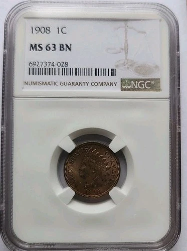 1908 BN Indian Head Cent NGC MS-63