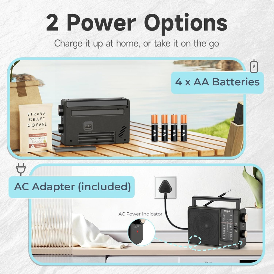 AM FM Radio Portable Plug in Wall or AA Battery Operated for Home ...