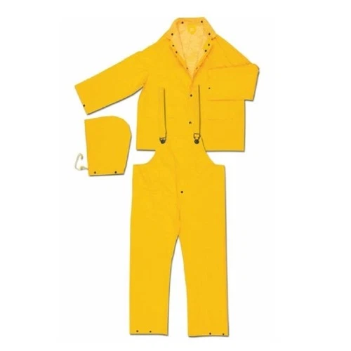 River City 2403 3 Piece Yellow Rain Suit Jacket w/ Hood and Bibpants, Size M video thumbnail
