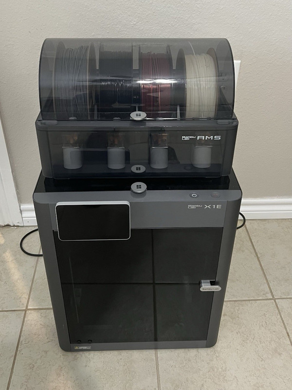 Bambu Lab X1E FDM 3D Printer w/ AMS, Wi‑Fi Touchscreen, 256mm, 500mm/s 300 hours